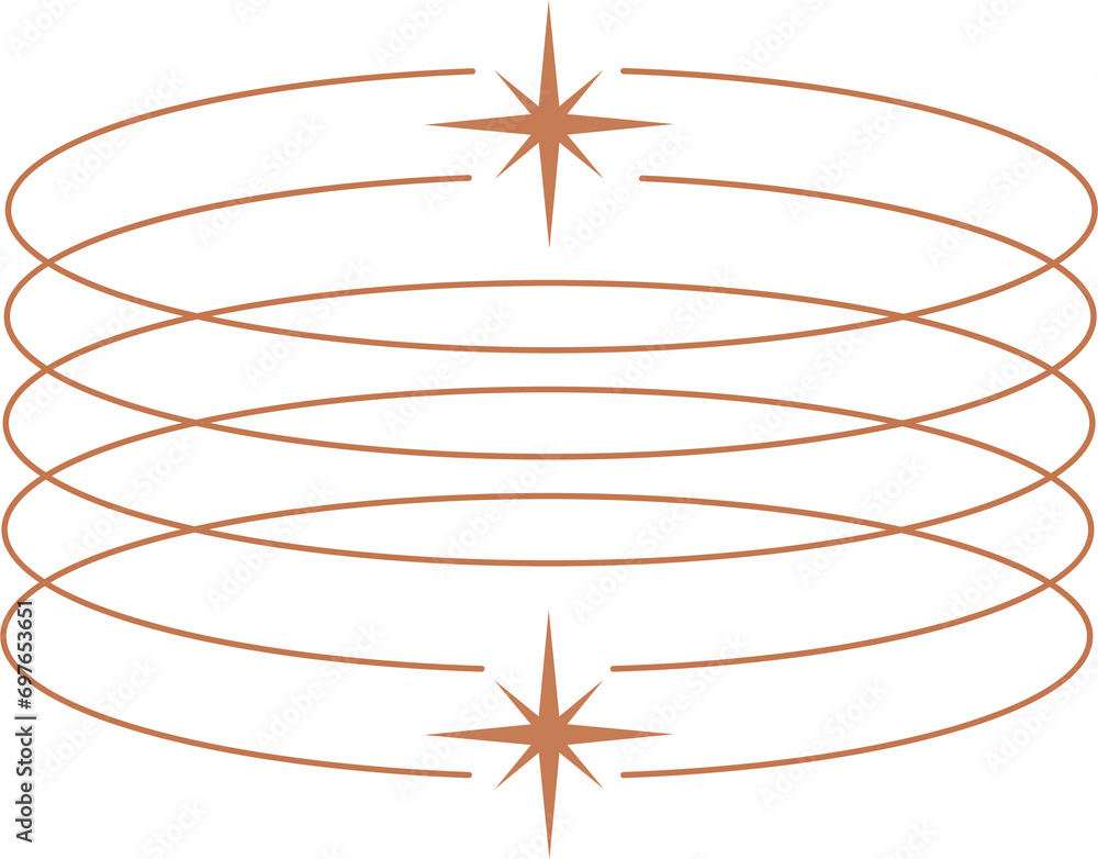 Aufkleber aesthetic orbits shape. outline minimal graphic element with stars. abstract boho ovals with sparkle