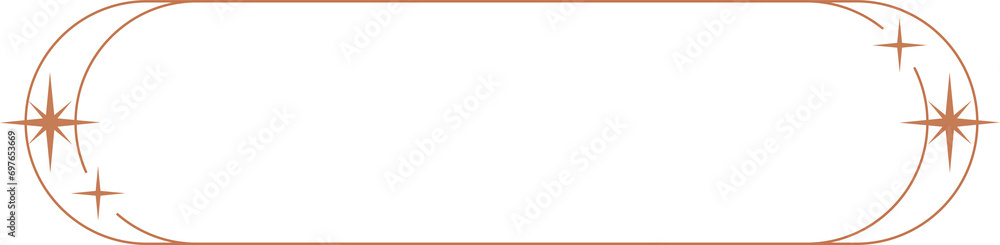 Poster aesthetic frame shape. outline minimal graphic element with stars. abstract boho border with sparkle