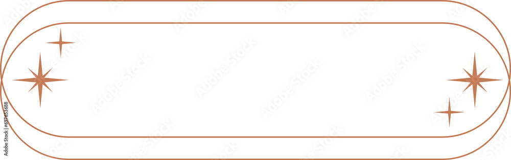 Poster aesthetic frame shape. outline minimal graphic element with stars. abstract boho border with sparkle