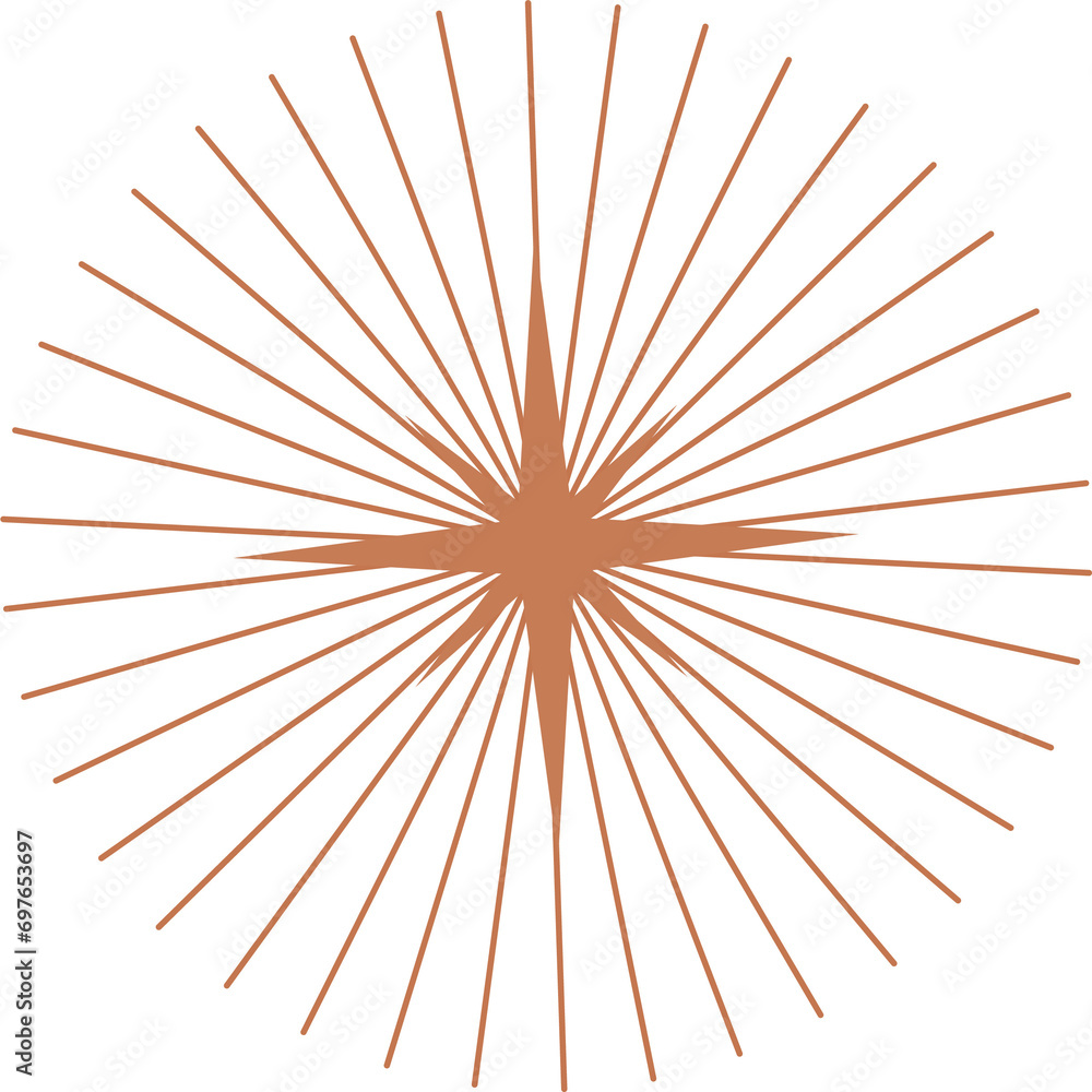 Poster aesthetic star shape. outline minimal graphic cosmic element. abstract boho design with sparkles. tr