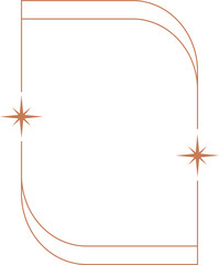 Obraz premium Aesthetic frame shape. Outline minimal graphic element with stars. Abstract boho arch with sparkles. Trendy geometric template for poster and story.
