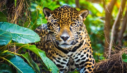 jaguar in the tropical jungle