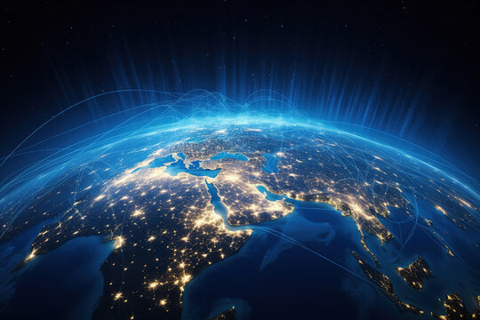 beatiful planet Earth  viewed from space at night