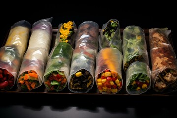 Assortment of wrapped morning meals. Generative AI