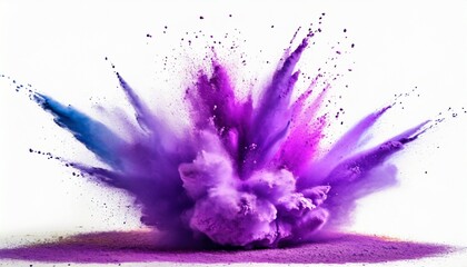 bright purple lilac holi paint color powder festival explosion burst isolated white background...