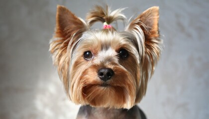 portrait of a yorkshire terrier dog on a light background