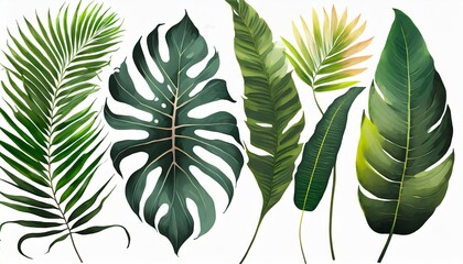tropical leaves collection vector isolated elements
