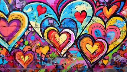 abstract street art grafitti background heart background genertive ai