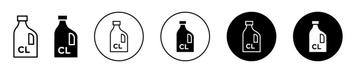 Chlorine icon. waste water treatment filtration through periodic chlorination of pool symbol set. drinking pure water with chlorine cl chemical vector. not chloride wash to clean laundry set sign.