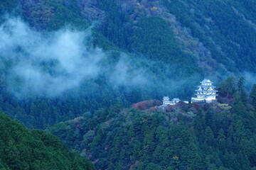 Japanese castle in the mountains