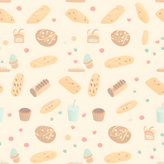 Bakery bread pattern background.