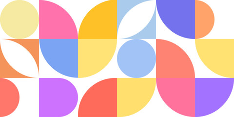 Modern vector abstract geometric background with circles. Pattern Artwork. simple geometric shapes flat vector illustration. Modern trendy geometric vector pattern. Decorative vintage 80's style