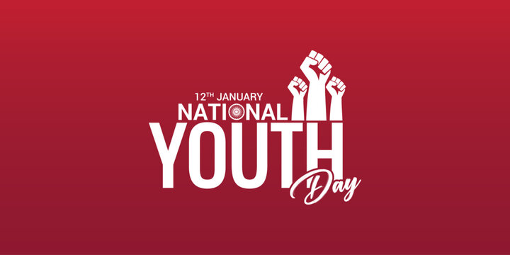 National Youth Day of India, template for background, banner, card, poster, social media, web banner, magazine with text inscription. Editable vector illustration. Concept of International Youth Day