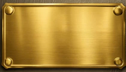 Foto op Plexiglas gold metal brushed textured plate or plaque © Ashley