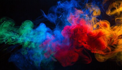artistic colorful smoke on a black background generative ai