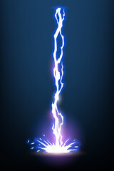 Lightning animation with sparks. Electricity thunderbolt danger, light electric powerful thunder. Bright energy effect,  illustration