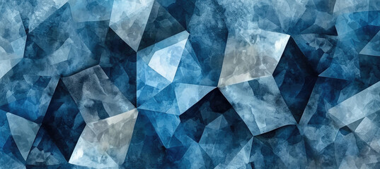 Deep blue-toned watercolor wallpaper showcases 3D-depth octahedral fractal elements