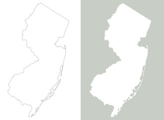 State of New Jersey, outline and filled with background options; includes peninsula and island detail - obrazy, fototapety, plakaty
