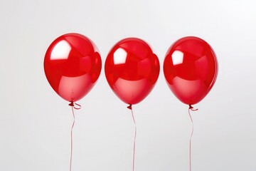 Red inflatable balloons hanging in the air, festive inflatable balloons