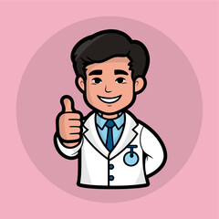 Cute Man Doctor Icon Vector