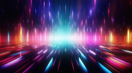 intriguing luminous pixel display, intriguing display with 3d luminous pixels in space colorful lights neon cubes on black