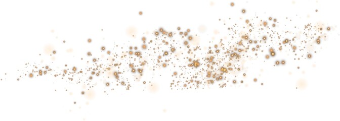 Christmas background. Powder dust light PNG. Magic shining golden dust. Fine, shiny dust bokeh particles fall off lightly. Fantastic shimmer effect. PNG.