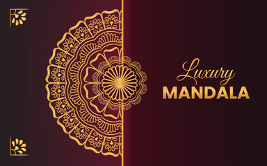 Vector mandala background template. Luxury mandala background with golden arabesque.