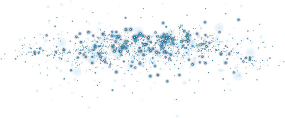 Christmas background. Powder dust light PNG. Magic shining blue dust. Fine, shiny dust bokeh particles fall off lightly. Fantastic shimmer effect. PNG.
