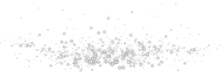 Christmas background. Powder dust light PNG. Magic shining white dust. Fine, shiny dust bokeh particles fall off lightly. Fantastic shimmer effect. PNG.

