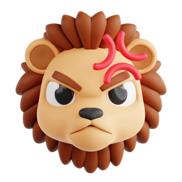 3D Illustration Of Furious Angry Lion Emoji