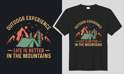 mountain retro Camping, hiking, outdoor adventure graphic vector illustration typography text for t shirt design
