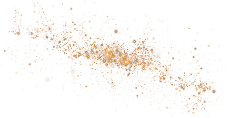 Christmas background. Powder dust light PNG. Magic shining golden dust. Fine, shiny dust bokeh particles fall off lightly. Fantastic shimmer effect. PNG. - obrazy, fototapety, plakaty