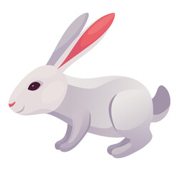 Rabbit animation icon. Bunny jump or running motion element for 2d game. Speed run hare animal, sprite sheet move.  illustration isolated on white background