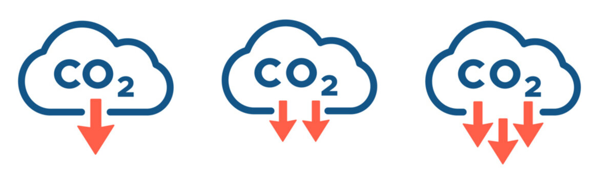 Colorful trendy CO2 reduction flat vector icons