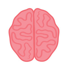 Flat Brain Icon Animated Cartoon Vector Illustration