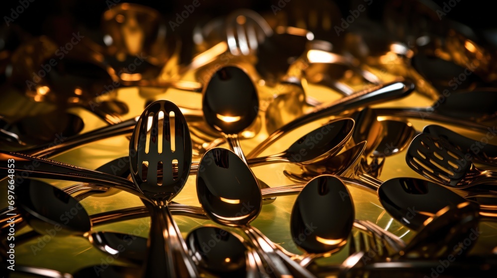 Sticker A bunch of spoons and forks are sitting on top of each other, AI