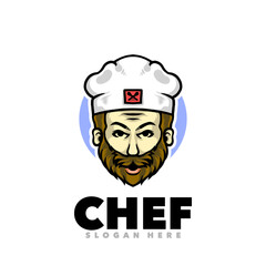 Cute chef mustache mascot logo