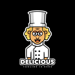 chef funny mascot logo illustration 