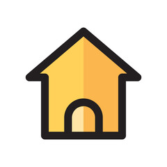 Home icon flat, with yellow color filled line style
