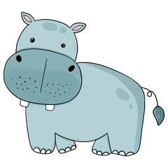  illustration of a cartoon hippopotamus
