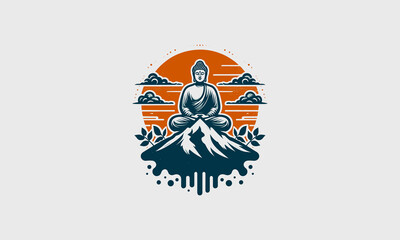 buddha on mountain vector illustration flat design