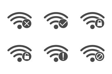 Signal strength wifi icon set collection. Wireless connection network symbol vector