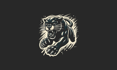 panther jump angry vector illustration mascot design