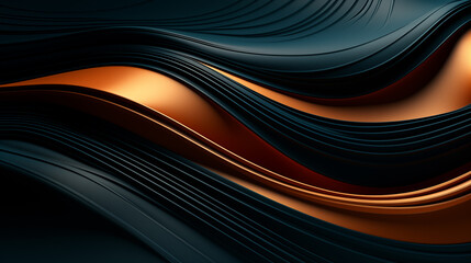 Black and orange wavy background with smooth elegant texture