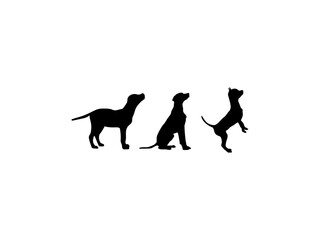 silhouette of a dog. set of dog silhouette in various poses. dog silhouettes isolated white background.