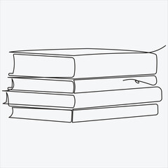 Continuous line hand drawing vector illustration book art