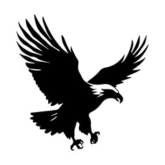 full body eagle vector illustrator, Hawk black icon. Hawk silhouette.