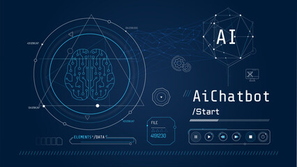 Futuristic interface for brain research with data decoding.