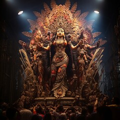 illustration of Durga Puja festival in Kolkata, Generative ai