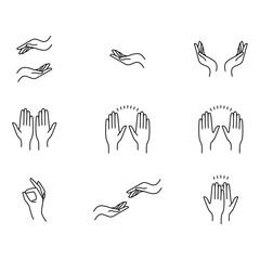 Hand Gestures Icon Set. Outline Icons. Editable stroke. - obrazy, fototapety, plakaty
